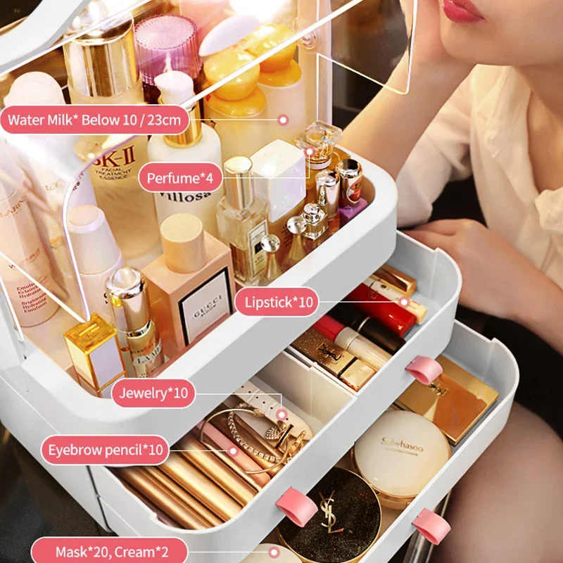 Makeup Organizer Cosmetics Beauty Storage Box For Girls Waterproof Dustproof Large Capacity Makeup Storage Box