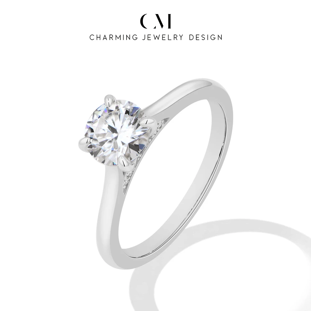 CHARMING Classic Worthy Round Cut 1-3CT Moissanite Ring S925 Silver for Women Jewelry Birthday Promise Gifts Anniversary Wedding