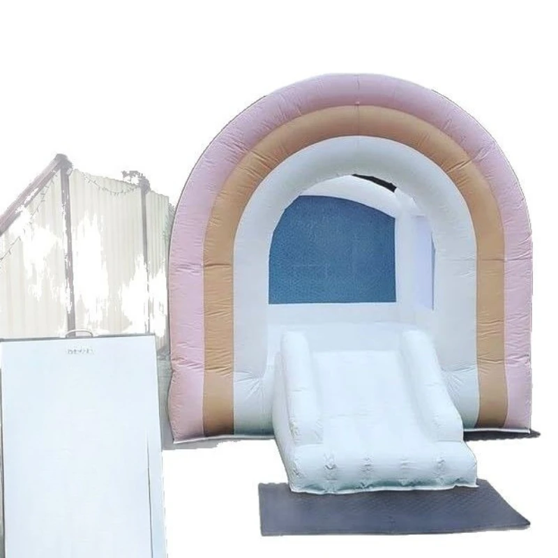 Rainbow arched children's trampoline eco-friendly pvc outdoor party trampoline, birthday party home castle