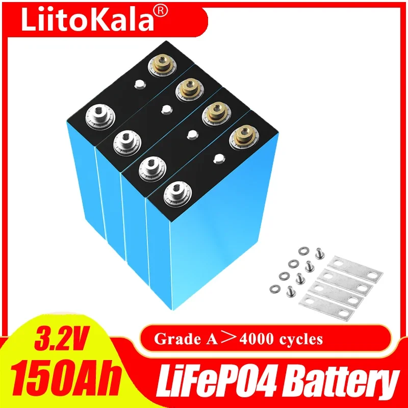 LiitoKala 3.2V 150Ah Lifepo4 Battery 6C super grade A DIY 12V 24V 48V Rechargeable Battery Pack for RV Solar Storage System