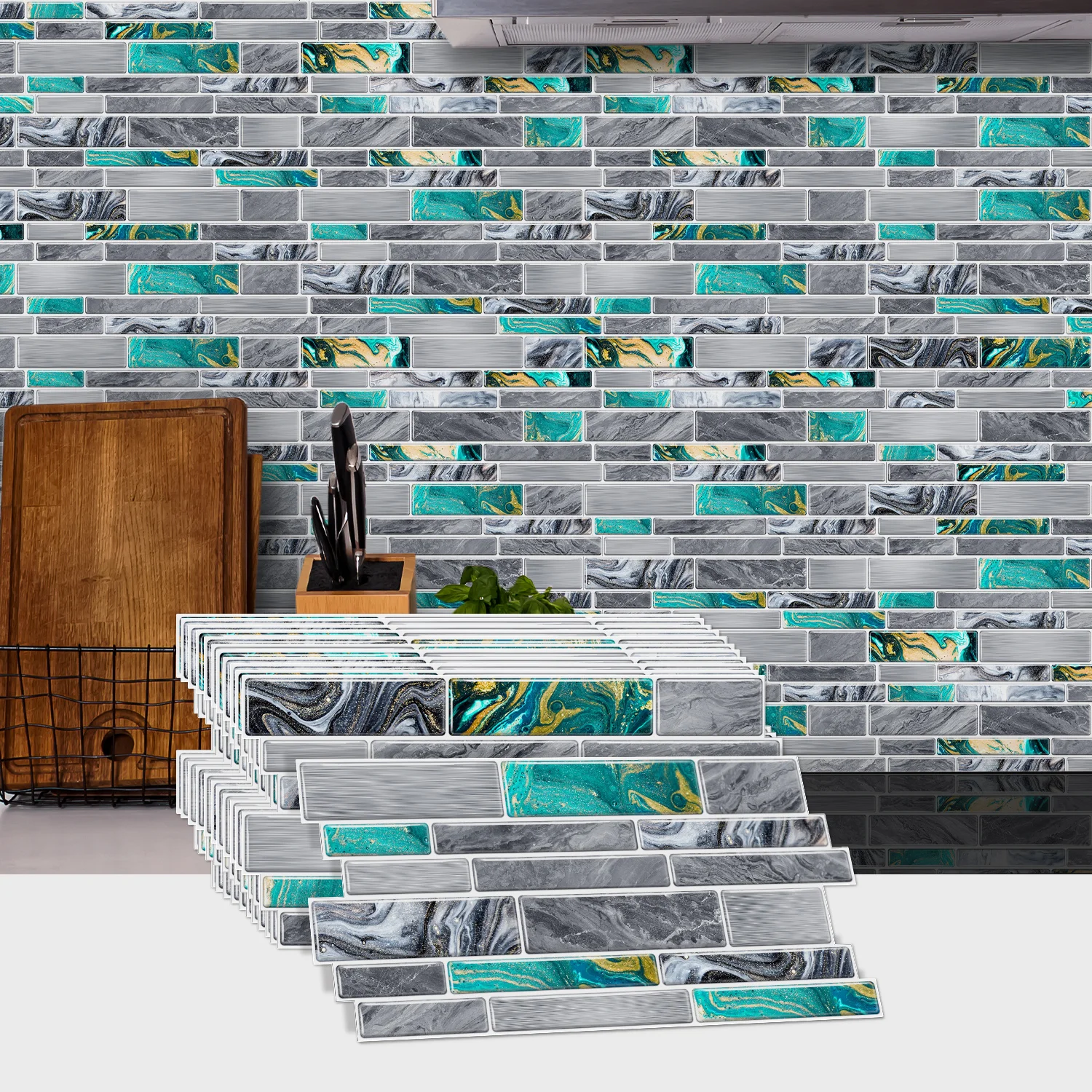 

KUUJOJO Peel And Stick Tile Sticker Self Adhesive Stick On Tile Backsplash For Kitchen Bathroom, Bedroom Decoration