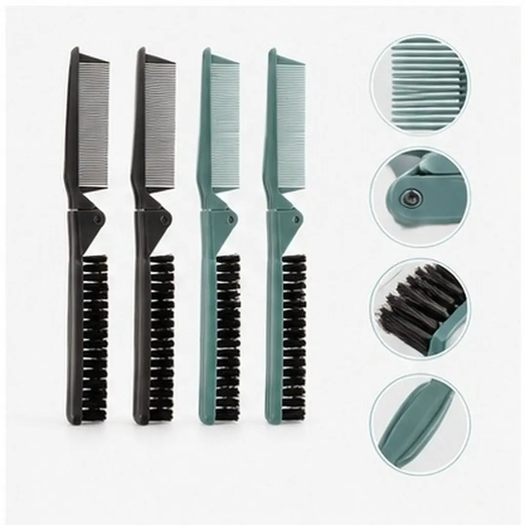 4Pcs Foldable Hair Brush Travel Folding Comb Mini Compact Styling Comb Ergonomic Handle for Daily Use Purse Travel Bag Carry