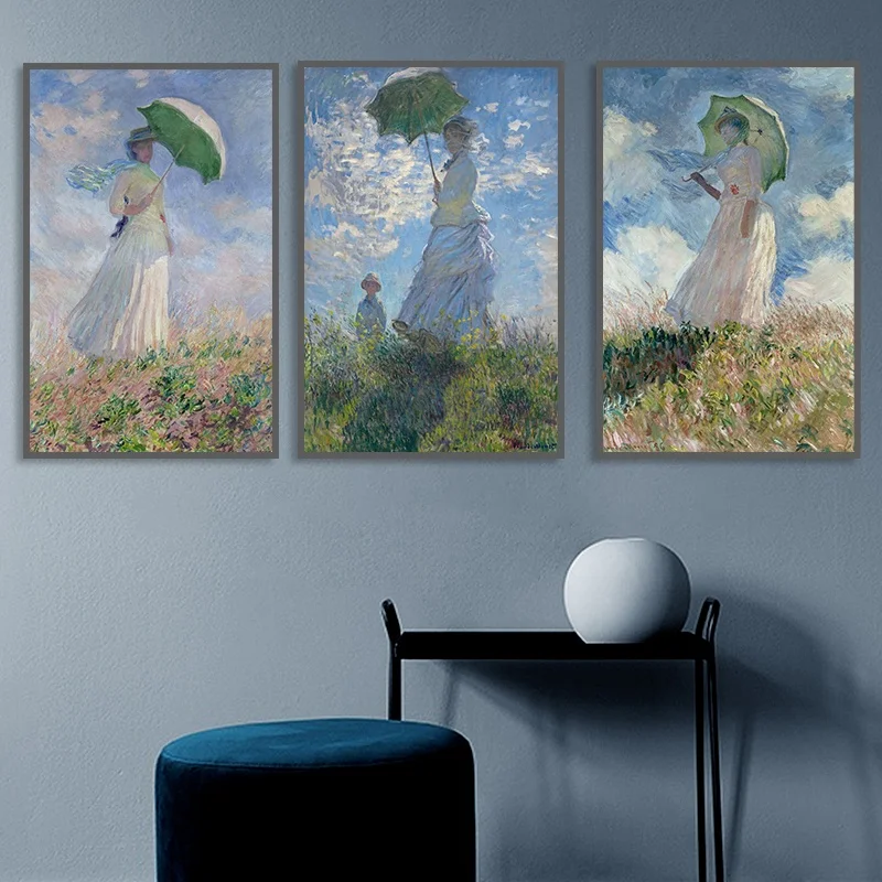 

Monet Famous Paintings Nature Landscape Posters and Prints Woman with Umbrella Canvas Painting Wall Art Home Decor Cuadros