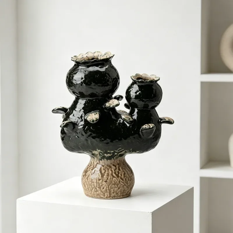 Modern Creative Ceramic Vase Jingdezhen Unique Shape Flower Pot Chinese Ancient Style Home Decor High End Ornament For Living