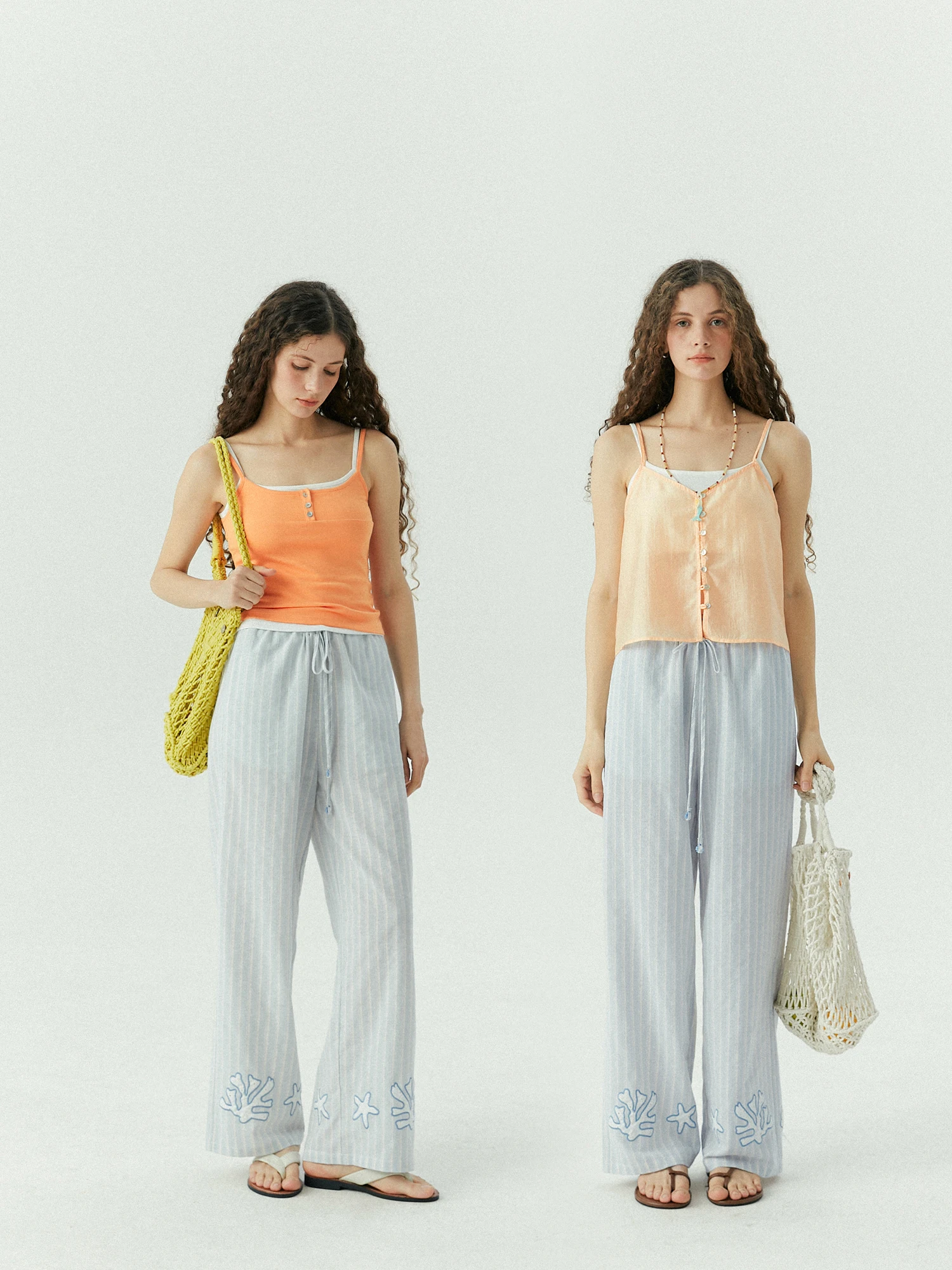 LLANO Casual Patchwork Stripe Pants Women's Summer Autumn Loose Feel Vacation Tie Belted Long Trousers Ladies Premium