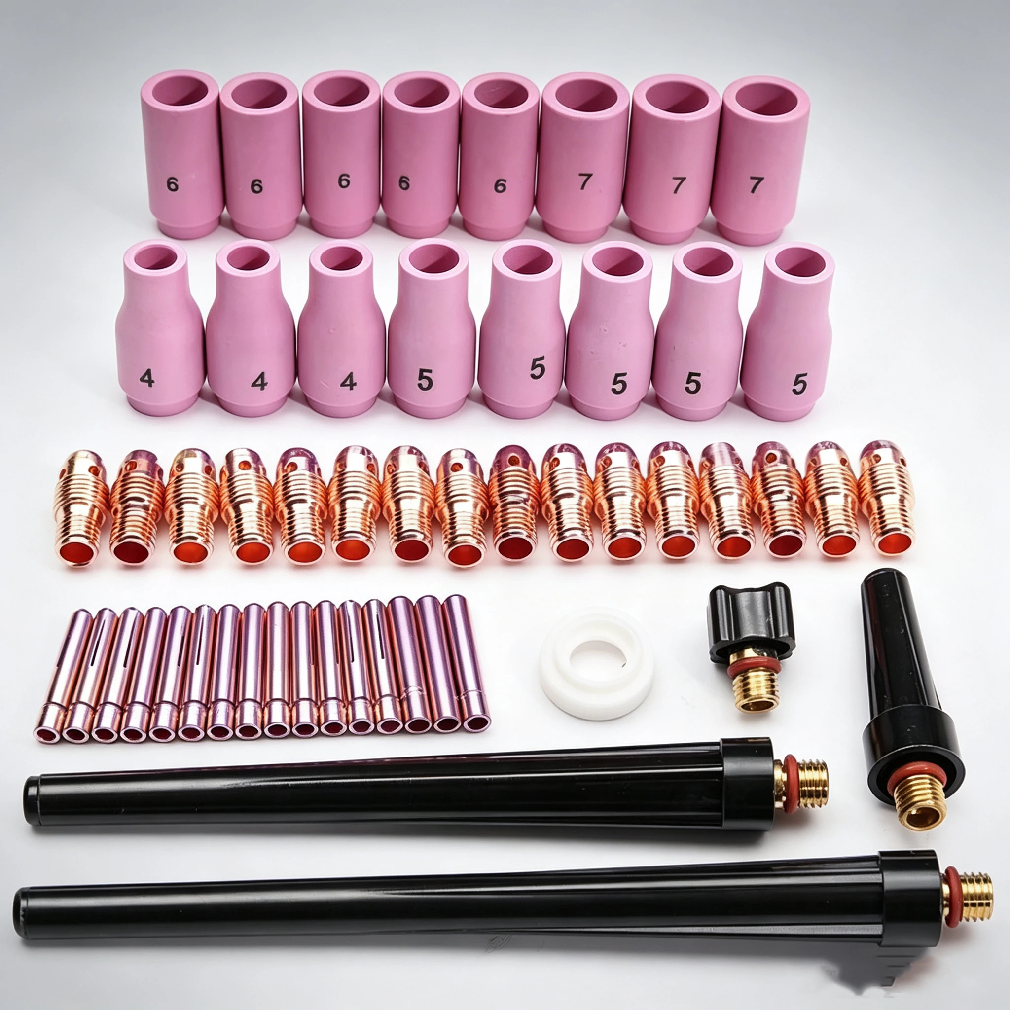Assorted TIG Collets Bodies Alumina Nozzle Kit 53Pcs Fit WP9 WP20 WP25 SR9 SR20 SR25 Welding Torch