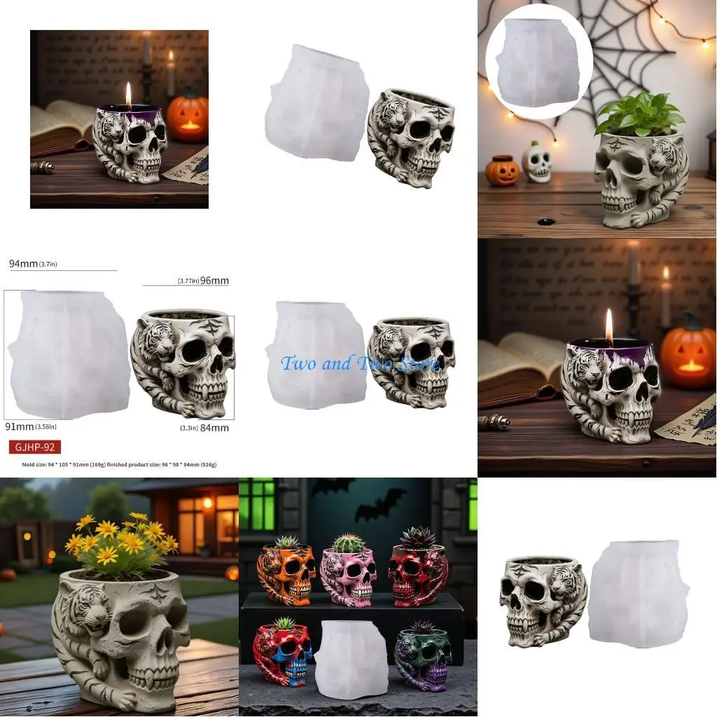 

HX6F Силиконовая форма для горшка с черепом для изготовления ювелирных изделий, подсвечник, сочный горшок с гладкими гибкий