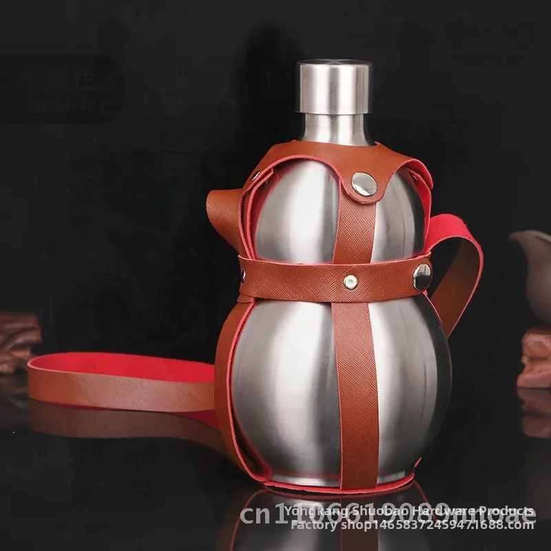 

Оптовая продажа, бутылка вина из тыквы из нержавеющей стали 304, портативный чайник для воды, классический винный набор, золотой/черный/пескострубный