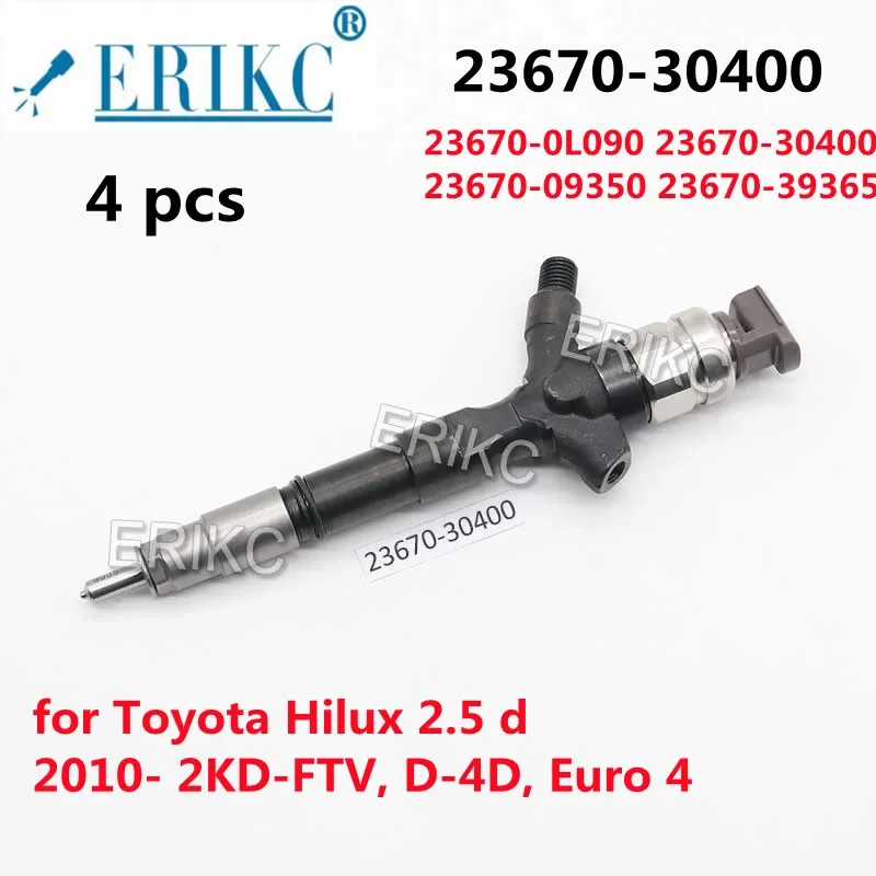 

4PCS 23670 30400 23670-0L090 23670-30400 23670-09350 23670-39365 Automatic Diesel Fuel Injector Nozzle for Toyota Hilux 2.5 D