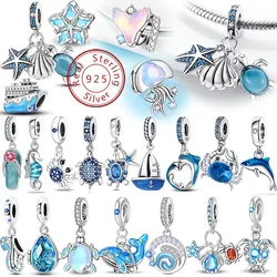Ocean Trendy 925 Silver Dolphin Crab Boat Beach Charms Beads Fit 3mm Original Bracelets DIY Thoughtful Fine Jewelry Making Gifts