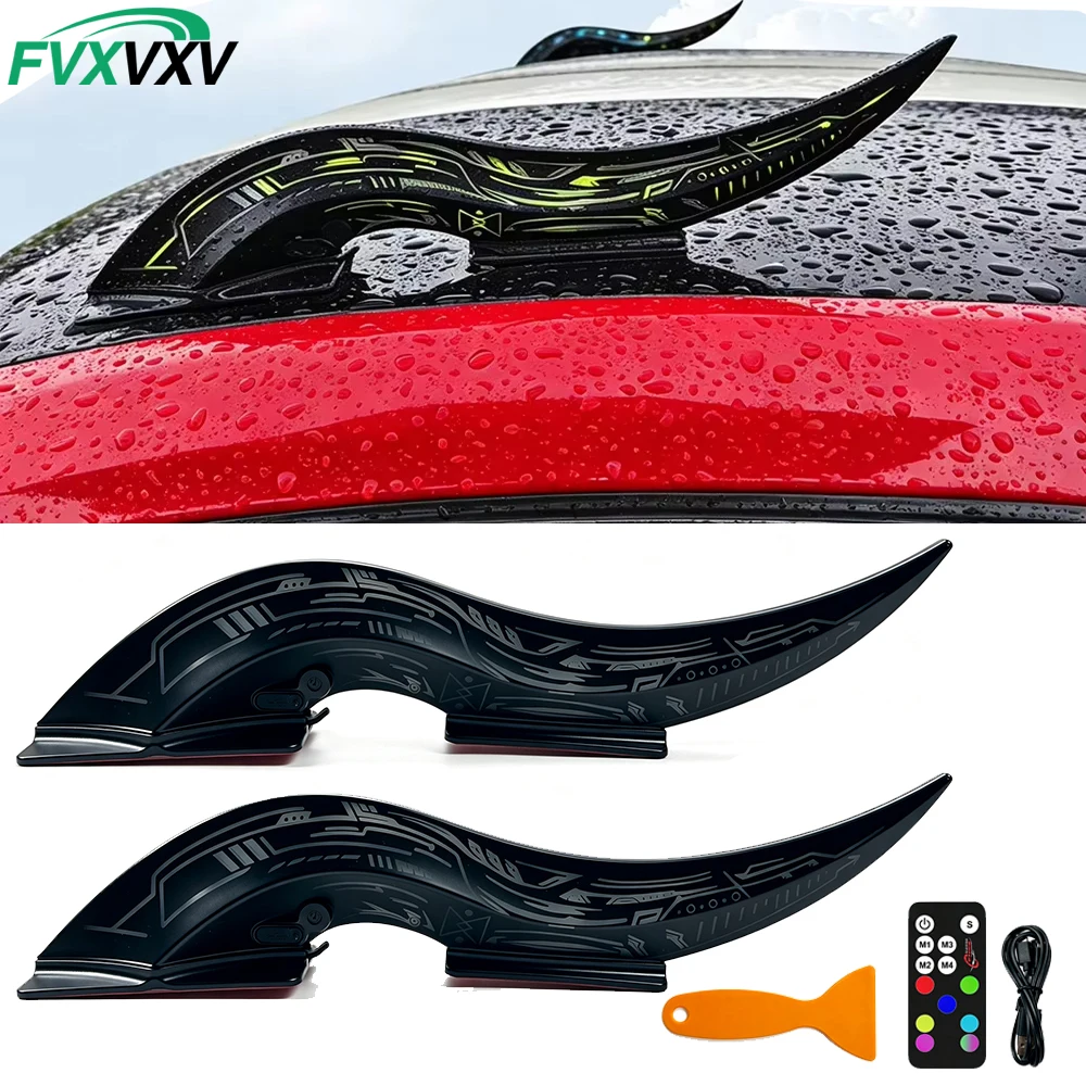 1Set Dynamic LED Dragon Horns for Car,32 Light Effects with Remote Control,Waterproof Devil Horn Exterior Decor for SUV Sedan Tr