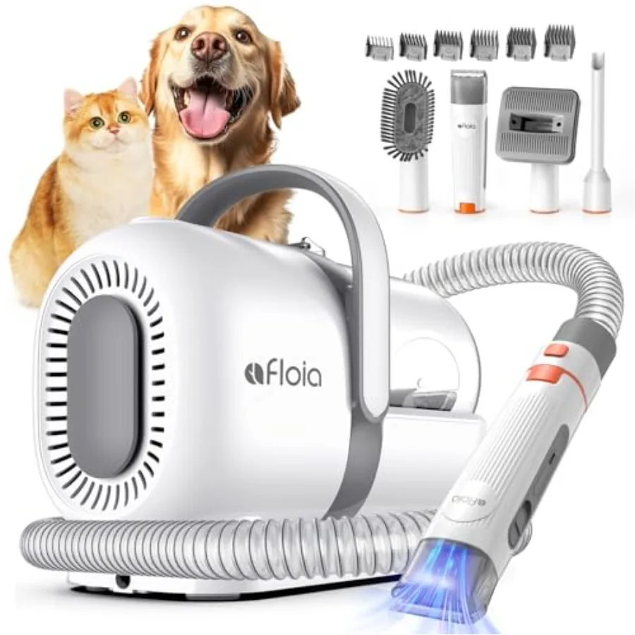 

All-in-One Dog Grooming Vacuum Kit with Pet Clippers Low Noise 1.5L Dust Cup Deshedding Brush for Dogs Cats Black