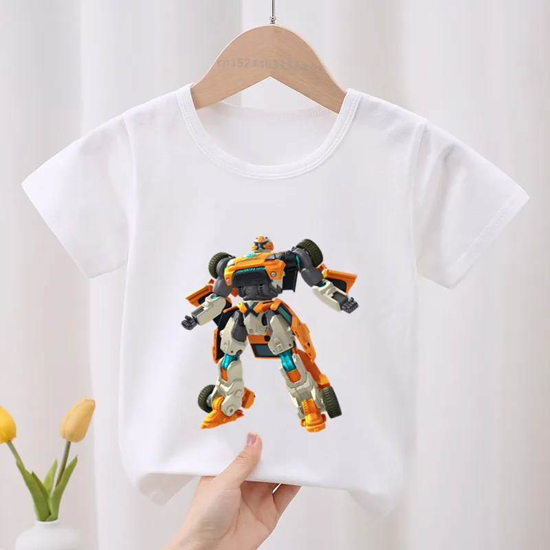 Tobot Evolution Transformer Robot Car Print Kids T-shirt Children's Clothes Summer Cartoon Baby Girls Clothing Boys T shirt