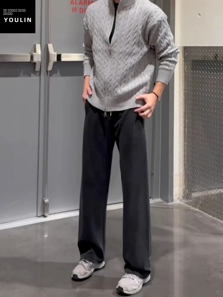 

Мужские спортивные брюки Bla Waed прямого кроя, осенние, свободные, в американском стиле, с эффектом складок, повседневные, длинные