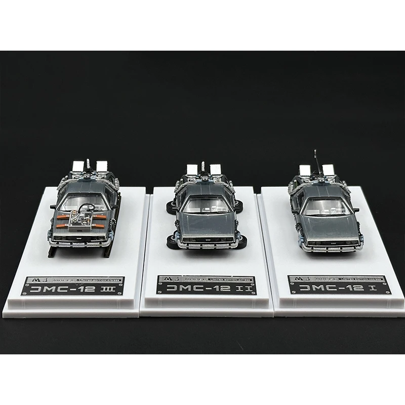 MJ In Stock 1:64 DeLorean Time Machine Back Futura Diecast Diorama Car Model Collection Toys