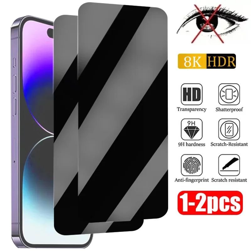 

2PCS Privacy Screen Protector for iPhone 15 14 13 12 11 16 Pro Max Mini 7 8 Plus Anti-Spy Glass On iPhone SE 2020 2022 X XS XR