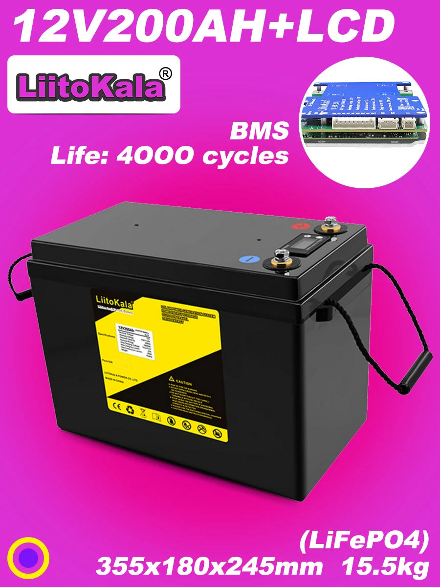 LiitoKala 12V 30Ah 40Ah LiFePO4-batterij 60Ah 100Ah 120Ah Kampeerders Waterdichte golfkarbatterij Off-road Off-grid Zonne-energie