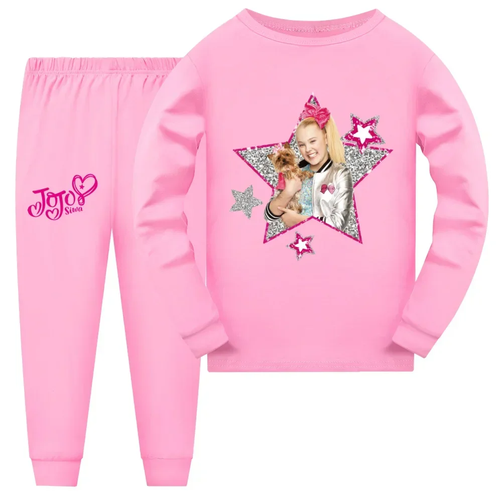 Autumn Kids Sleepwear Casual Comfortable Clothes Girls Boys JOJO SIWA T-Shirt+Pants 2pcs Set Sports Children Pyjamas Suit ﻿