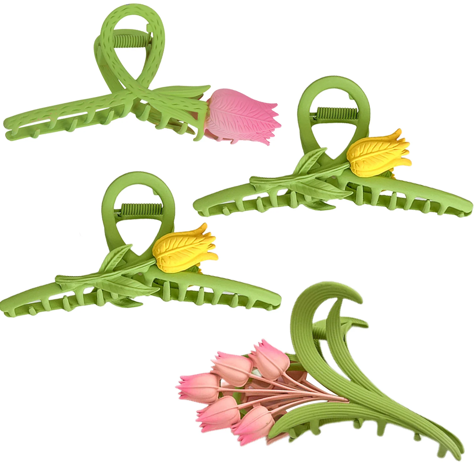 Hair Claw Clips Summer Hair Catch 3D Tulip Hair Claws Shark Hair Clip For Women Girls Summer Hair Styling Accessories