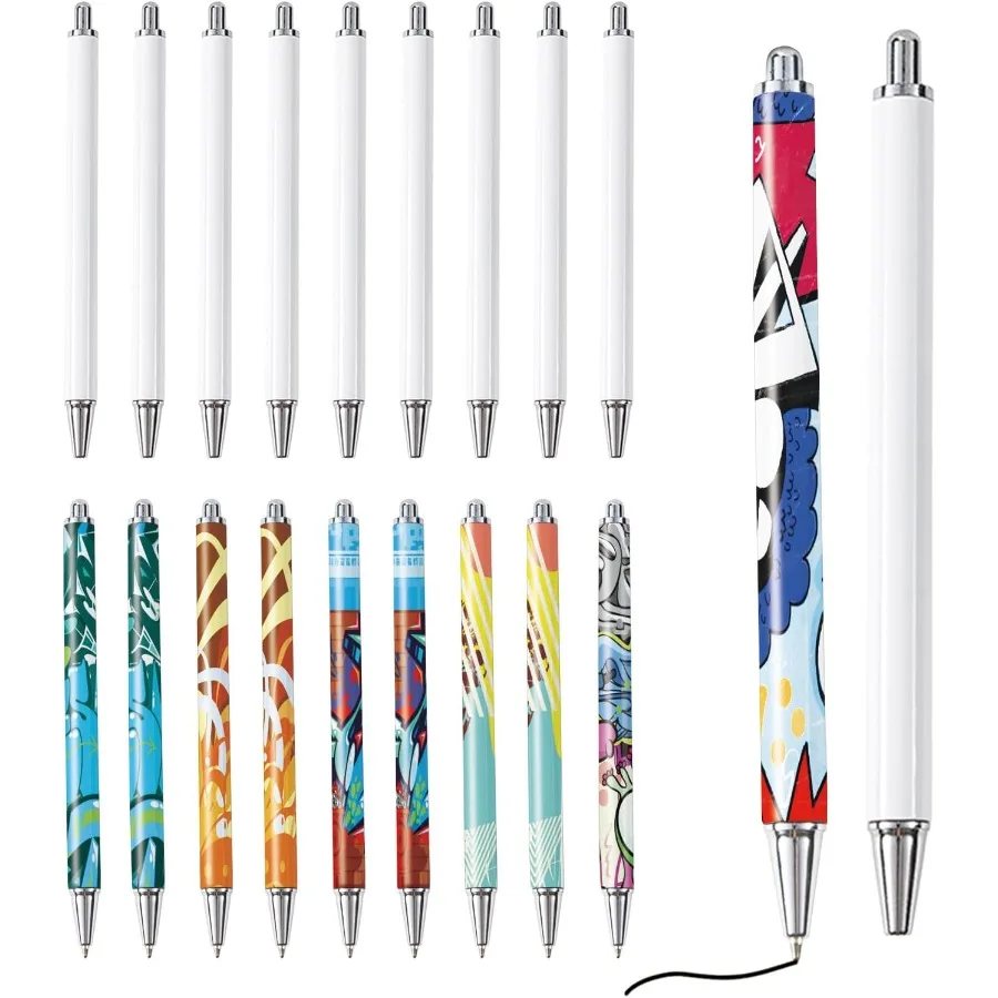 

15 Pack Sublimation Pens Blank With Shrink Wrap No Clip Heat Transfer Sublimation Ballpoint Pen White Aluminum Peolized Customi