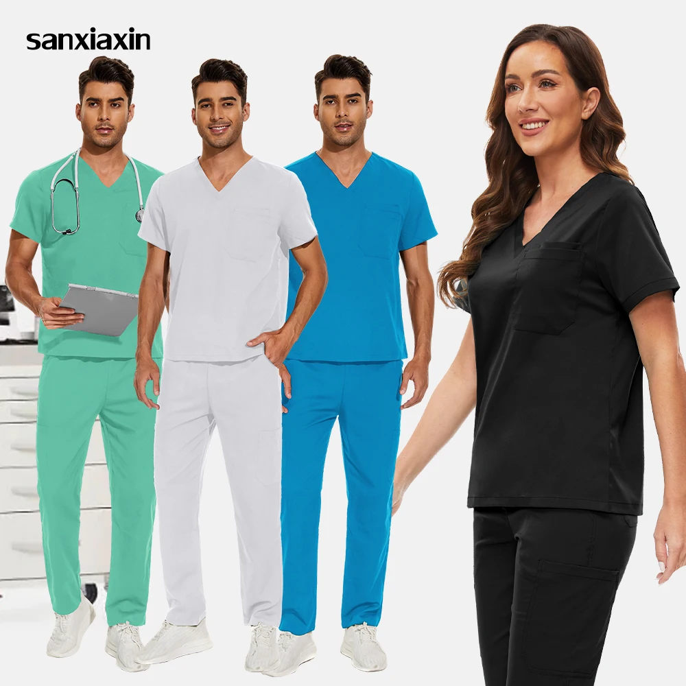 

Unisex Scrubs Set Nurse Uniform Woman Men Hospital Doctor Medical Sweatshirt Nursing Pants Workshop Work Clothes Beauty SPA Suit