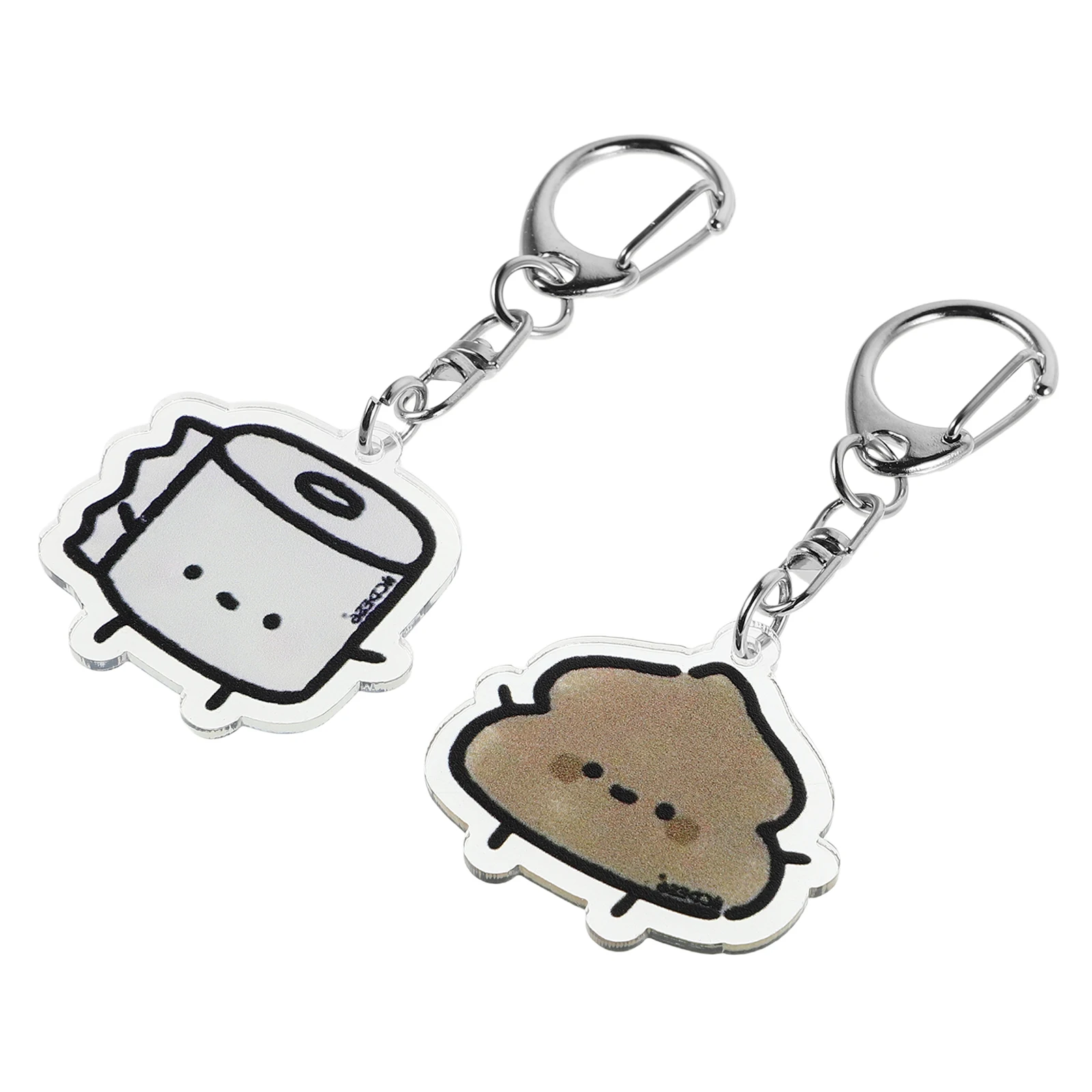 

2 Pcs Creative Toilet Series Bathroom Key Chain Cute Novelty Charm Acrylic Durability Longlasting Backpack Bag Decor Pendant