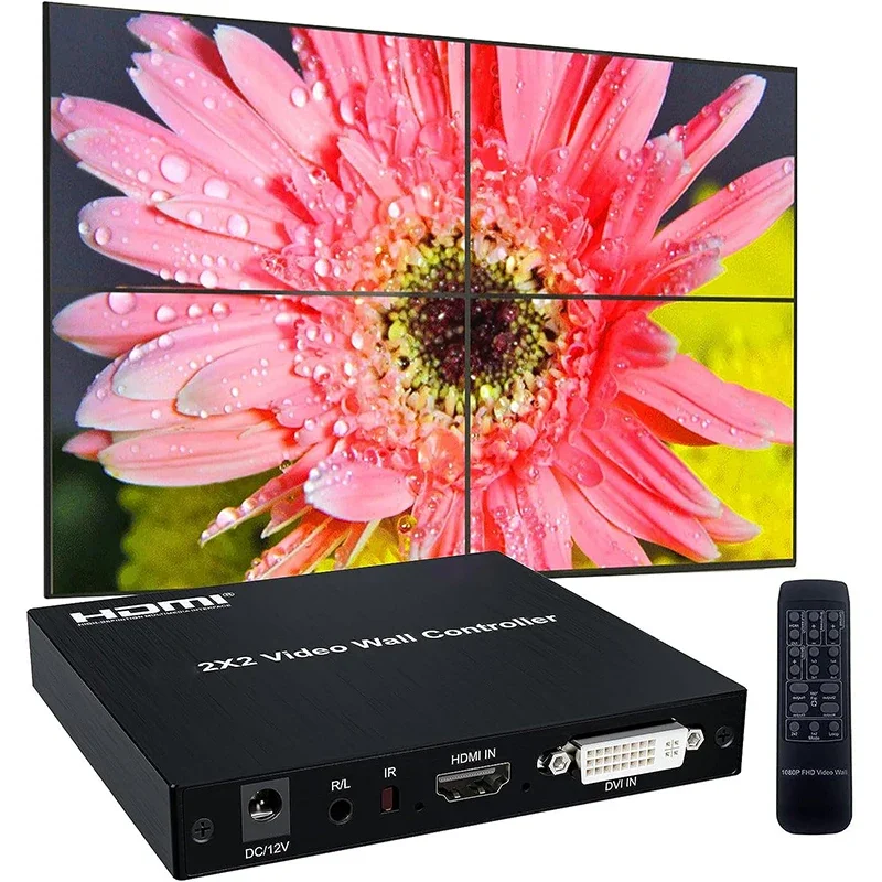 2x2 HDMI Video Wall Controller 1x2 1x4 1x3 2x1 3x1 HDMI DVI TV Wall Processor with Audio 1080P TV Splicing Box 180 Degree Rotate