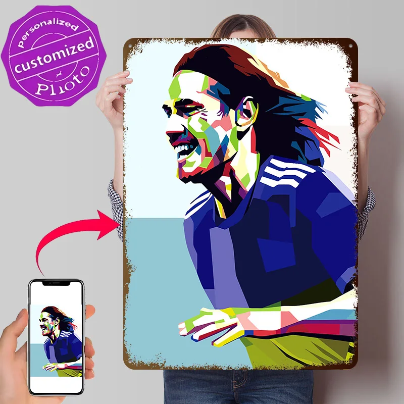 Antoine Griezmann Colorful Portrait Metal Poster Perfect Gift for Fans Lovers Customized Wall Art Metal Sign for Decoration Home