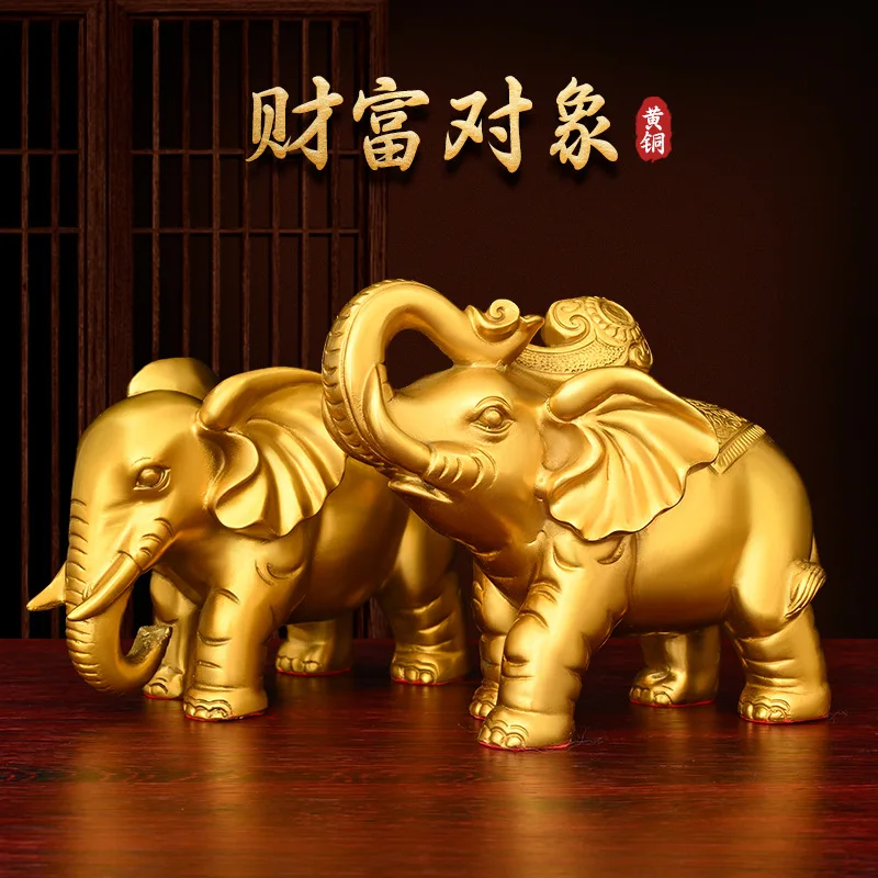 

Pair Of Pure Elephant Ornaments, Copper Elephants For , Living Room Entrance, Wealth Position, Water Absorbing Elep