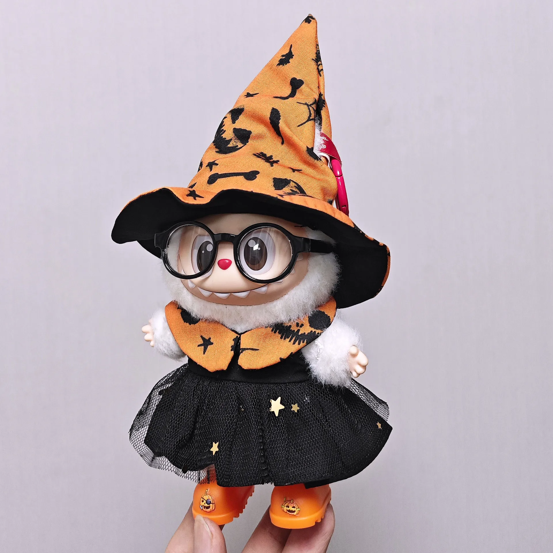 

Magic Halloween Clothes for Labubu Outfit Witch Hat Cape Spectacles Shoes for 1st 2nd 3rd Gen Vinyl Doll Fantasy Costume