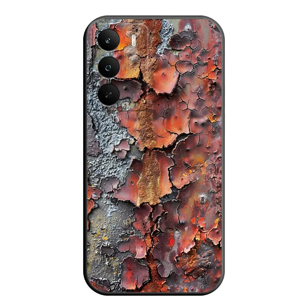 Phone Case For Realme C100 C100I C83 C85 C75 C71 C65 C63 C55 C53 C35 C33 C30 7 6 5 GT NARZO 50 Cover Rustic Metal Textures Rust