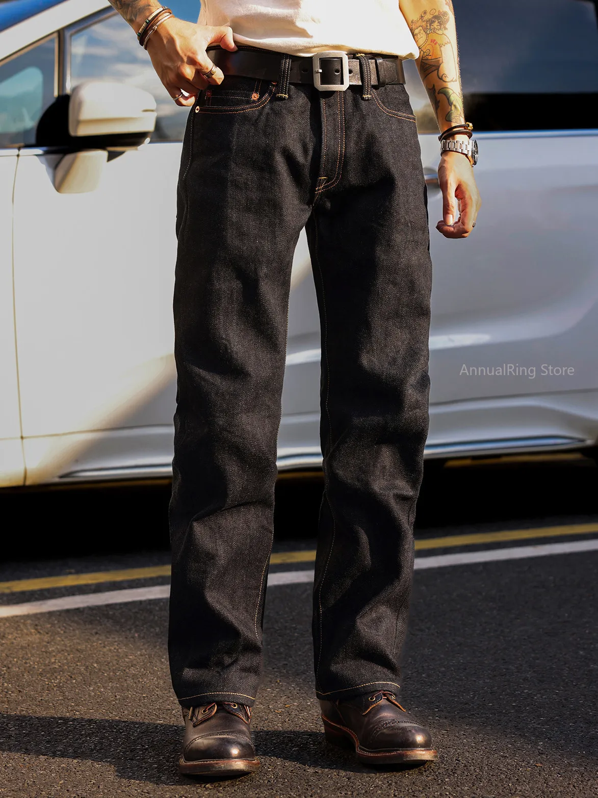 Red Tornado 25oz Super Heavyweight Selvedge Denim 634 Fit Loose Straight Jeans Men Raw Denim Trousers Autumn Pants