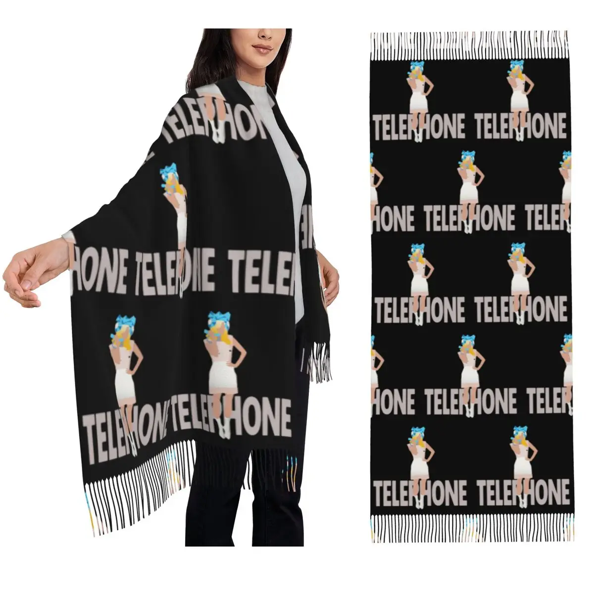 

Lady Gaga телефонный шарф с кисточками, женские мягкие теплые шали и накидки, большая осенне-зимняя шаль