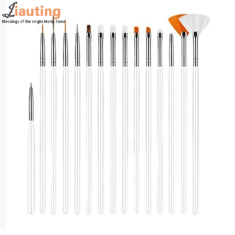 15 pezzi di pennelli per penna per nail art set di linee multifunzionali strisce pennello per intaglio penna da disegno fai da te pennelli per gel UV strumento per manicure per pittura