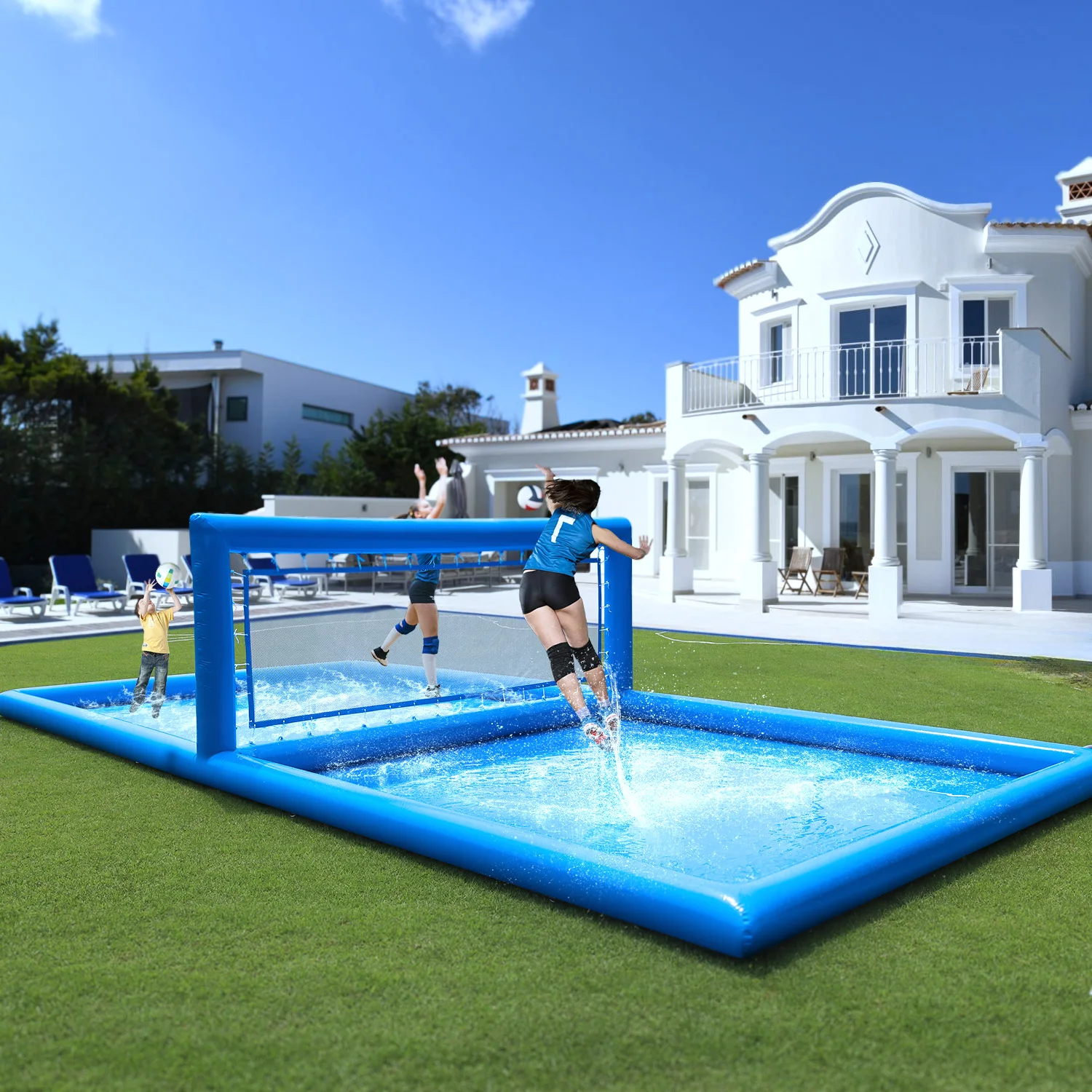 

33ft Inflatable Volleyball Court Outdoor Water Volleyball Pool For Sports Game Commercial children's playground