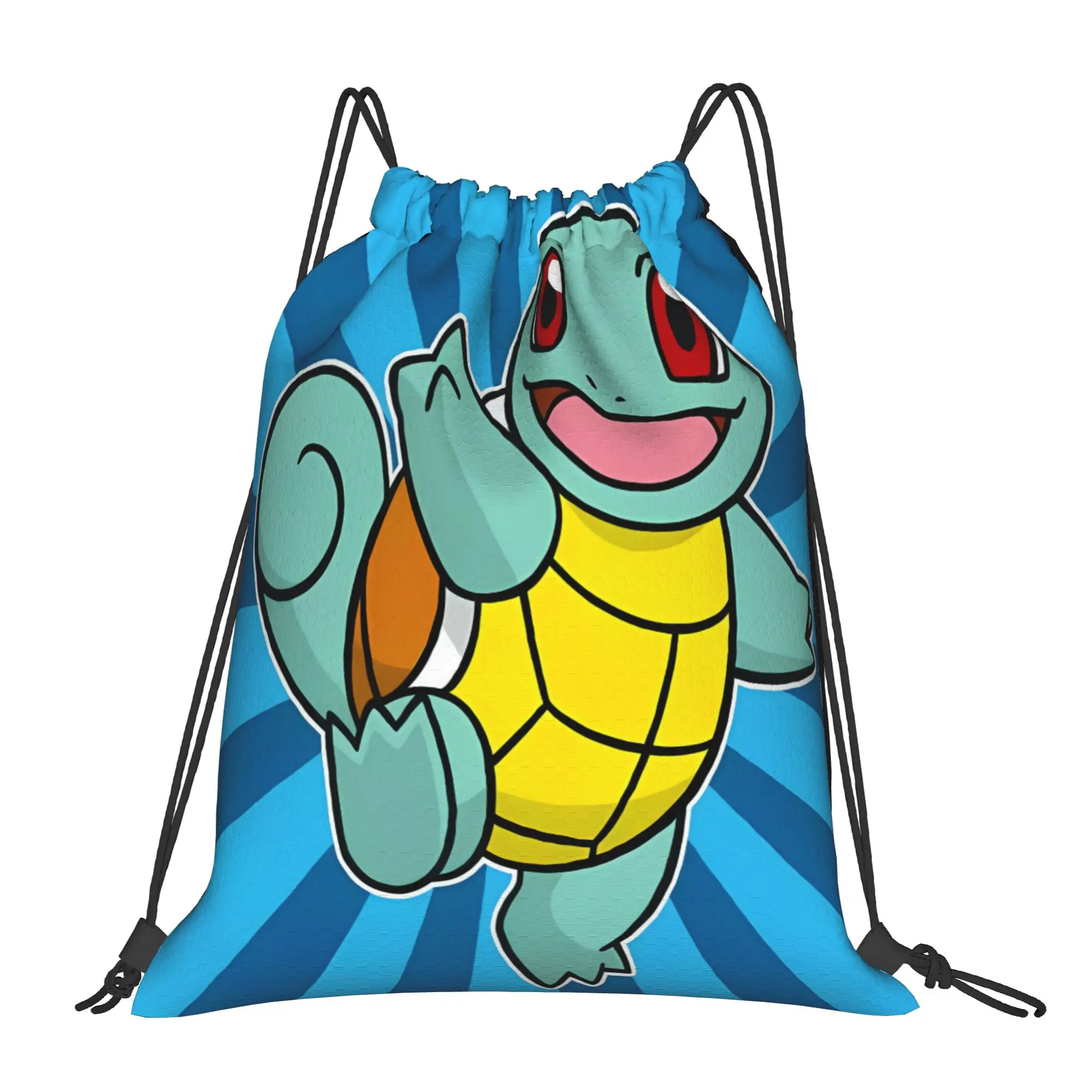 Squirtle Burst Cartoon Drawstring Bag  Casual Sports Yoga Backpacks For Couple Folding Sackpack String Bags