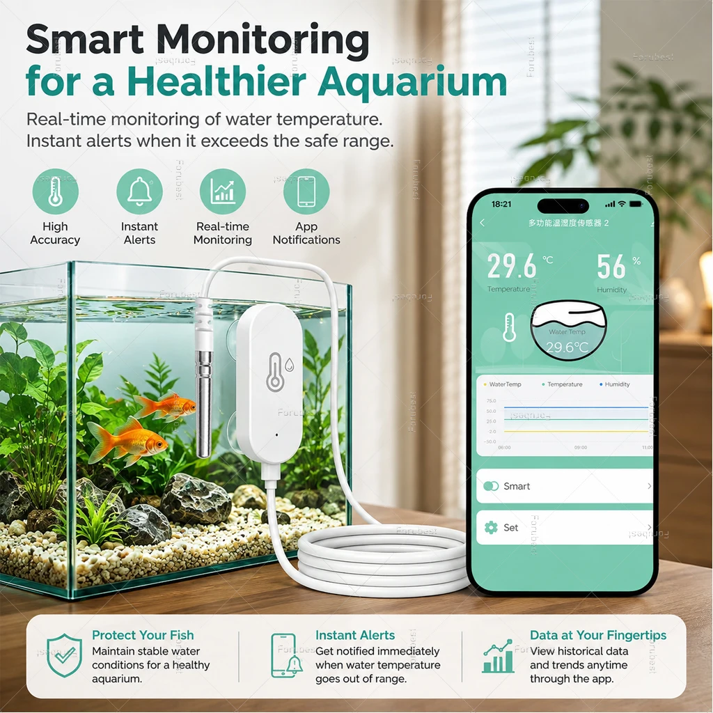Zigbee Smart Thermometer Hygrometer mit NTC-Sonde für Pool, Kühlschrank, Gefrierschrank, Flüssigkeitstemperatursensor für Zigbee2MQTT TUYA – Detail 4