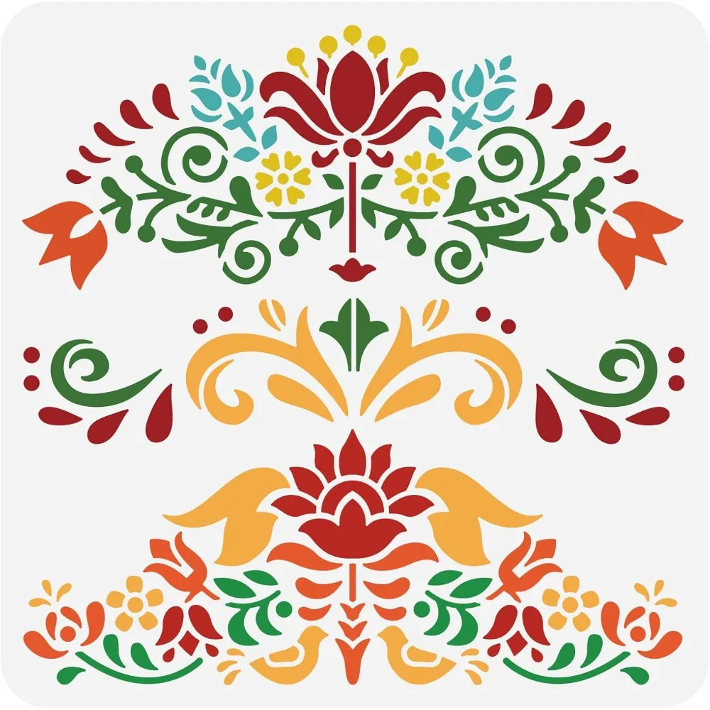 PET-Schablonen zum Ausstechen und Malen für DIY-Scrapbook-Fotoalben, Blumenmuster, 30 x 30 cm