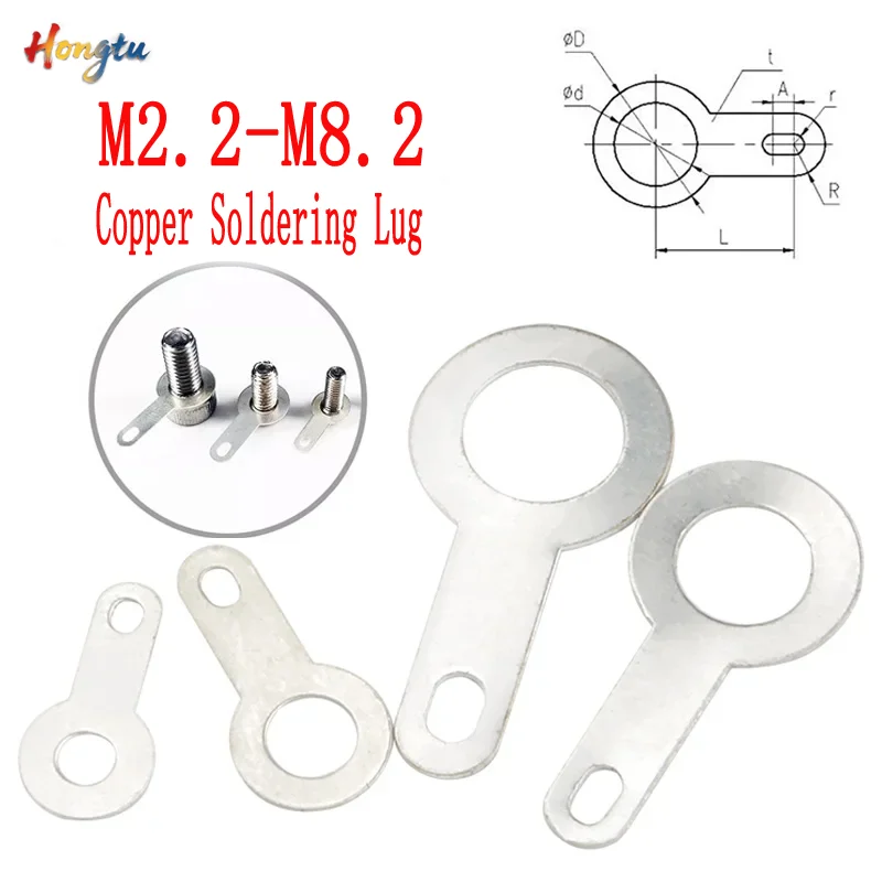 

100 Pieces Ring Earth Connector Copper Soldering Lug - M2.2 to M8.2 Assorted Solder Tag Lug & Welding Washer