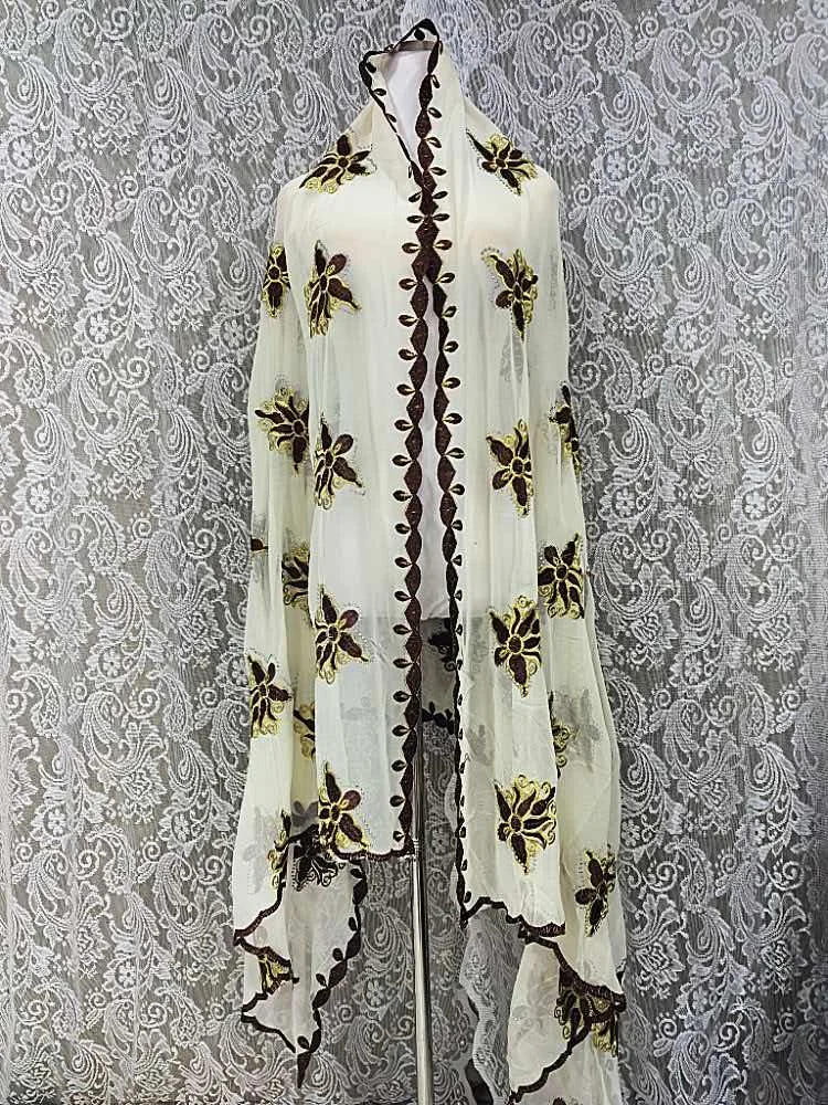 Schal Muslimische Afrikanische Tücher Chiffon Gute Qualität 2026 Neueste Afrikanische Muslimische Islamische Hijab Dubai Stickerei Schal Kashkha Dubai – Detail 21