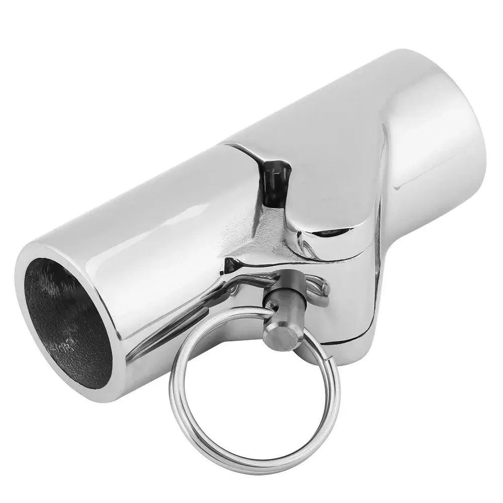 Boat Railing Pipe Connector with Folding Swivel Coupling Fabricated from Marine Grade Stainless Steel for Reliable Assembly