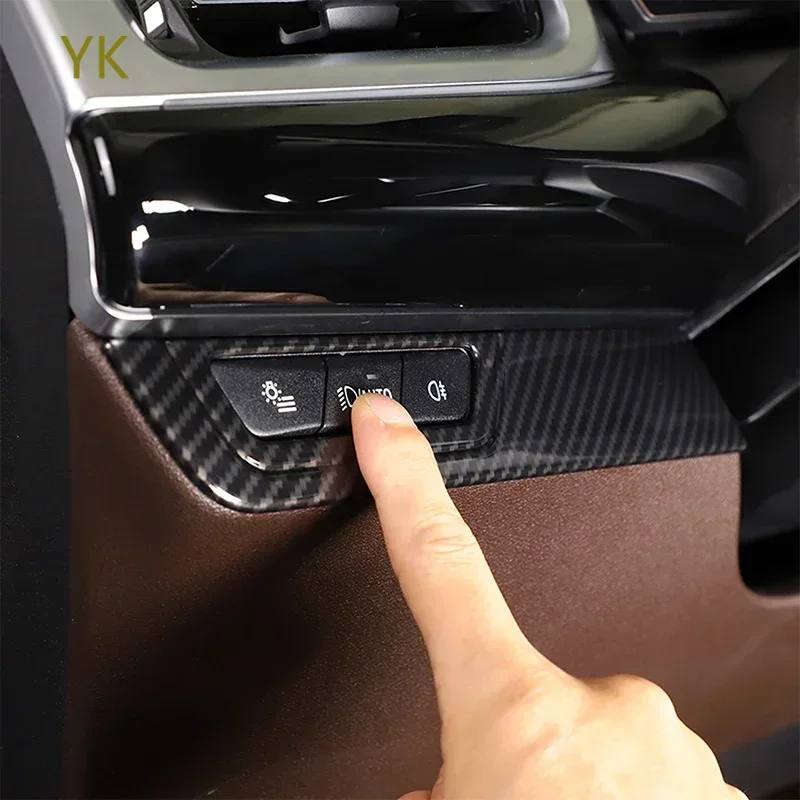 

For BMW X1 IX1 U11 2023-2025 ABS Carbon Fiber Car Headlight Switch Frame Cover Trim Interior Car Accessories LHD