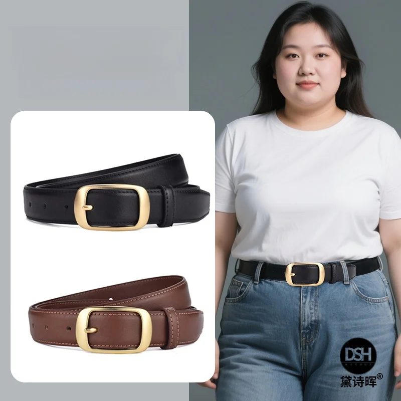 Black Extended Leather Belt Large Size Women's Jeans Belt Casual Style Youth Fashion Accessories Waist Chain Joen Lighting