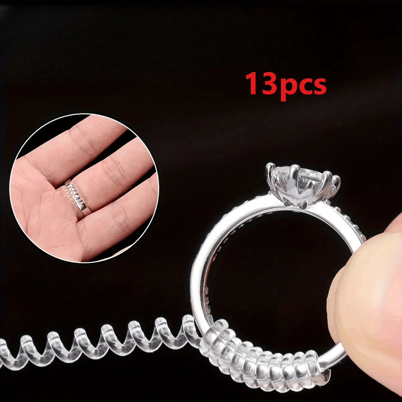 13pcs/set Ring Size Adjuster For Women Loose Rings, Transparent Silicone Ring Resizer Ring Adjuster For Loose Rings