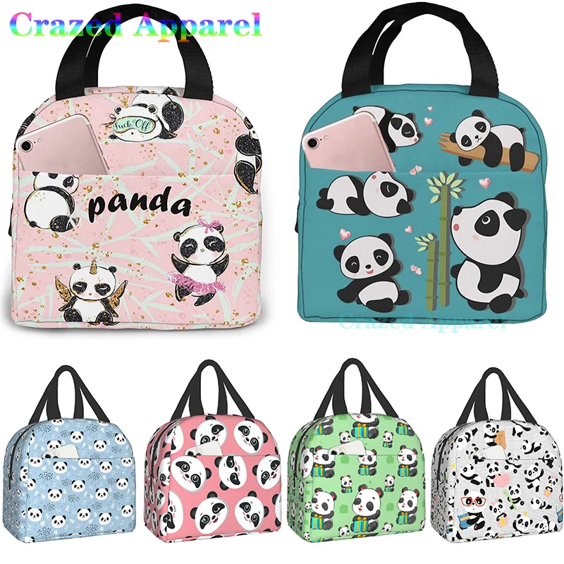 Pink Cute Panda Thermal Bento Lunch Box Kawaii Lunch Tote Bags Small Snack contenitori Bag Lunchboxes coibentato Ice Pack