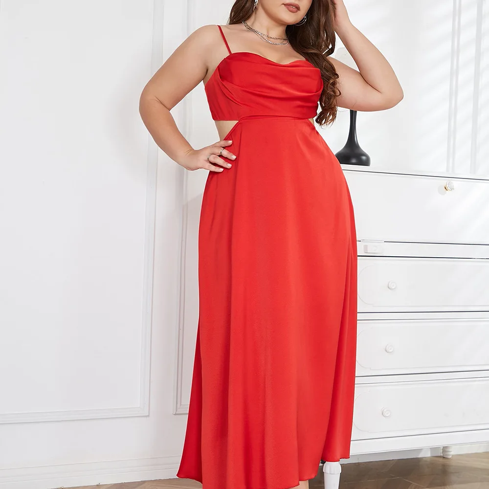 2025 Summer Women's Sexy Backless Dresses Hollow Backless Suspender Long Dress Vestido Plus Size 9XL 8XL 7XL 6XL 5XL XXXXXL