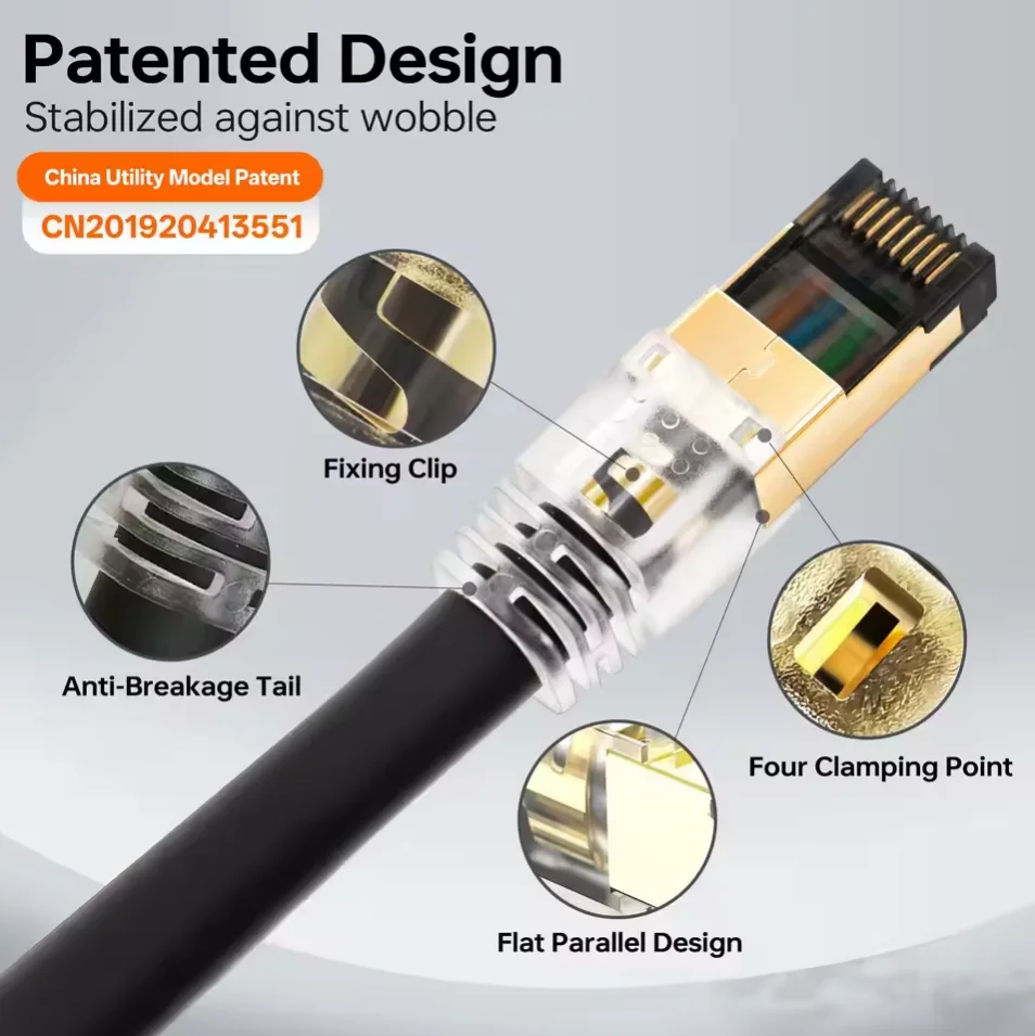 Gaming High Speed CAT 8 Ethernet Cable 40Gbps 2000MHz Internet Network Cable 5M 10M 20M 30M RJ45 Patch Cord Cable Ethernet Cat8