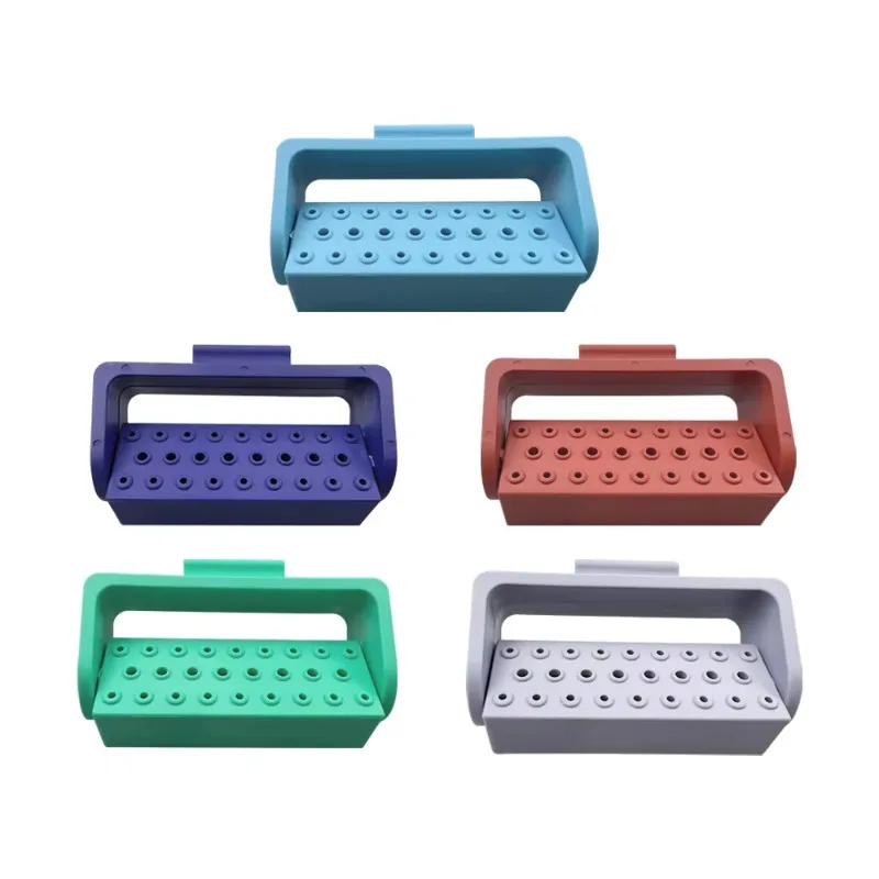6PCS Dental Endo Files Holder Plastic Bur Holder Autoclavable For High/Low Speed Burs Drill Stand Block Disinfection Box Case