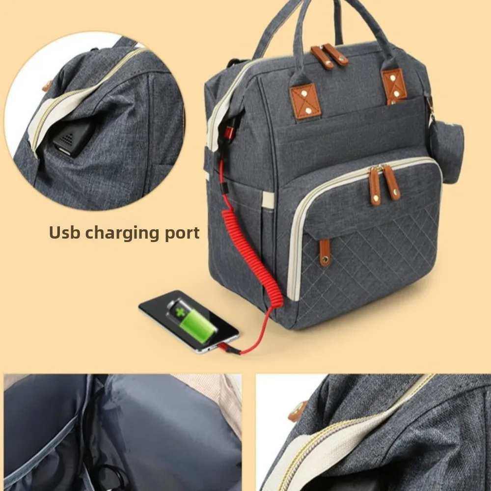 Borsa per mamma in tessuto Oxford Zaino per pannolini per bambini multifunzionale di grande capacità Zaino per pannolini leggero con separazione asciutta e bagnata Donna