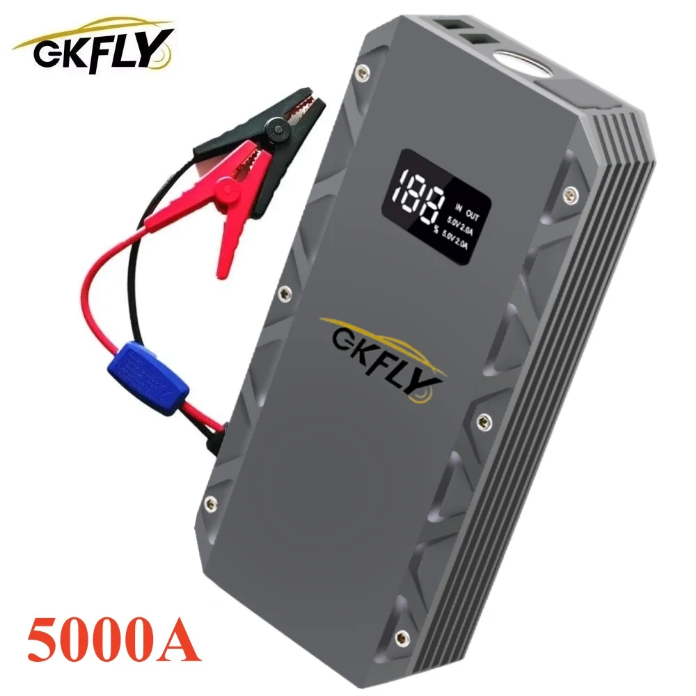 GKFLY 5000A Mocny Rozrusznik Samochodowy 12V Urządzenie Awaryjne do Rozruchu Samochodu Przenośny Power Bank Booster do Akumulatora Samochodowego